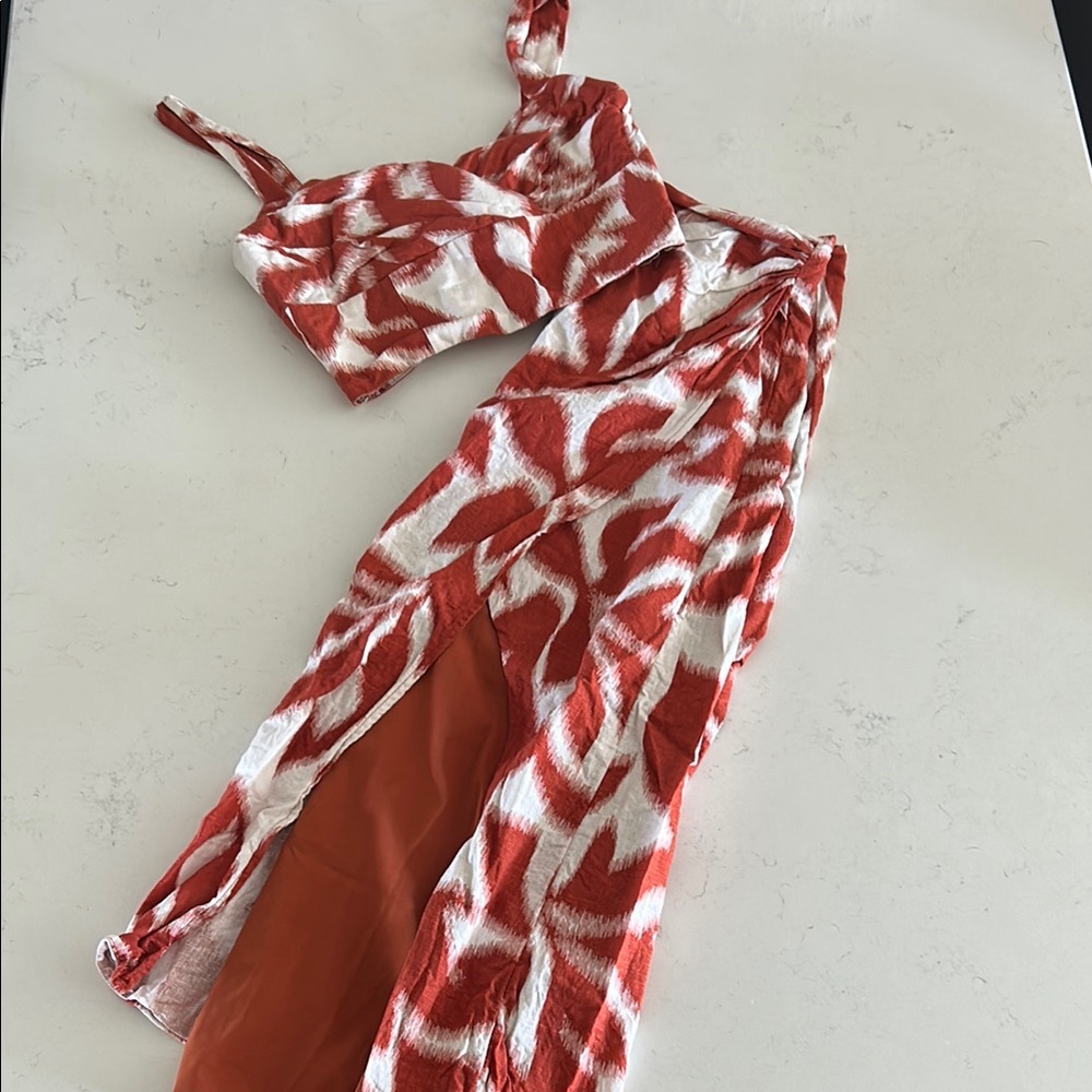Chic Red and White Asymmetrical Dress